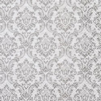 Servietten 33 x 33 cm, bedruckt, Design: ORNAMENT SILVER