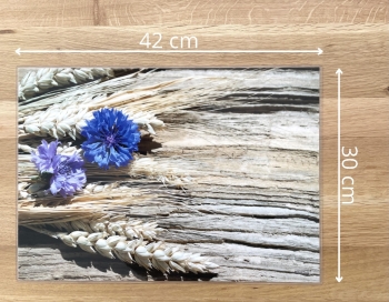 10 Tischsets Platzsets abwaschbar Kornblumen auf Treibholz von ARTIPICS mit kleinen Fehlern