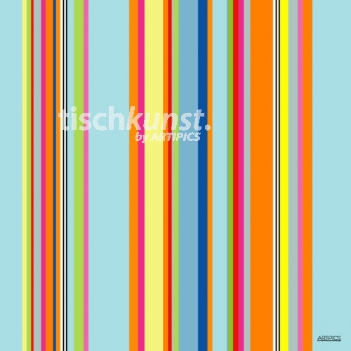 Tischset abwaschbar Stripes Farbe hellblau-bunt Quadrino von ARTIPICS Platzset Kunststoff 30x30 cm