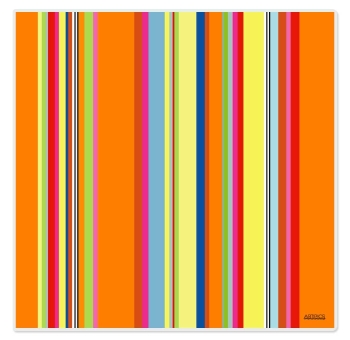 Tischset abwaschbar Stripes Farbe orange-bunt Quadrino von ARTIPICS Platzset Kunststoff 30x30 cm