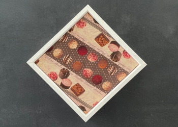 Deko Tablett 28x28 cm, weiß mit Bildmotiv