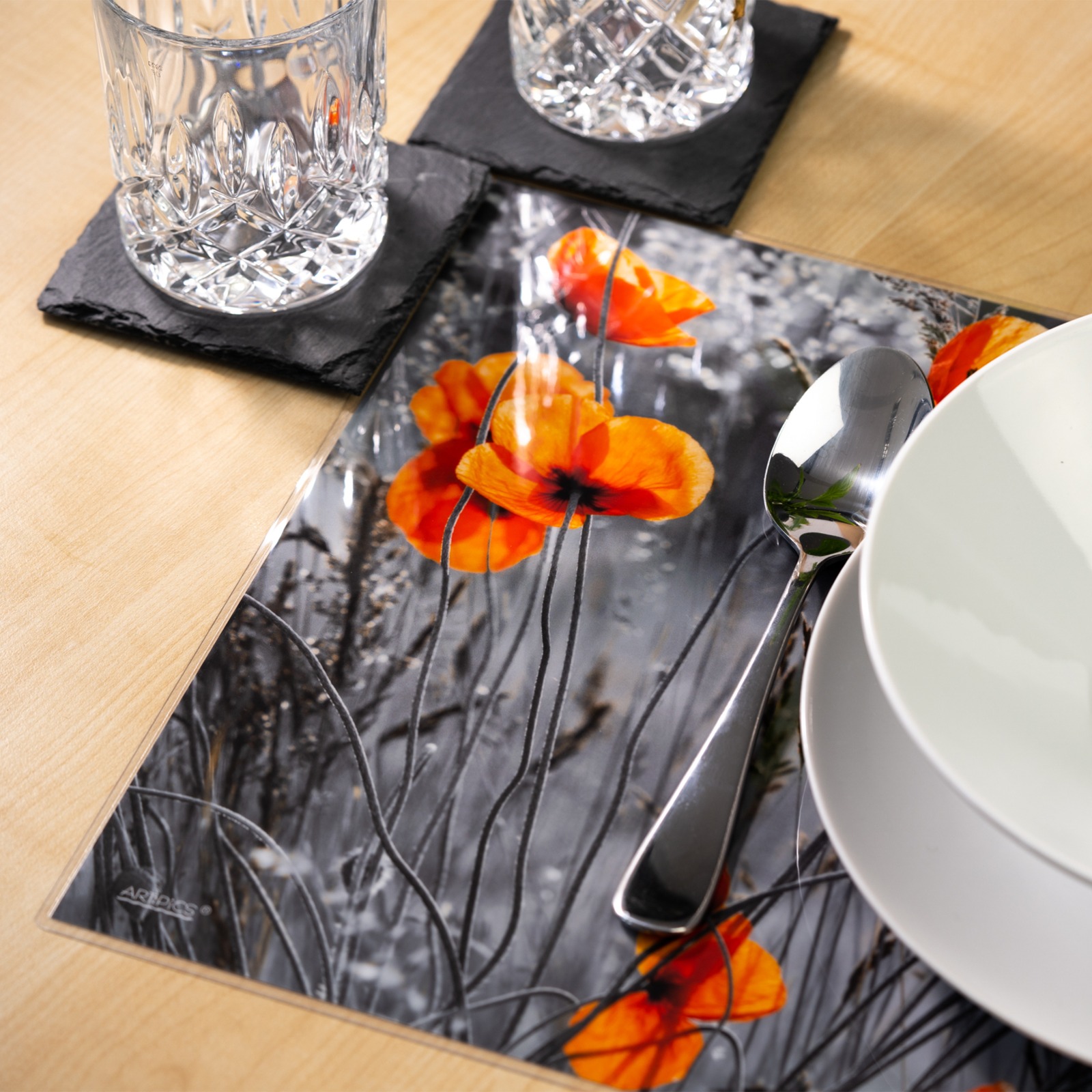 Platzsets abwaschbar Red Poppies als extravagante Tischdeko