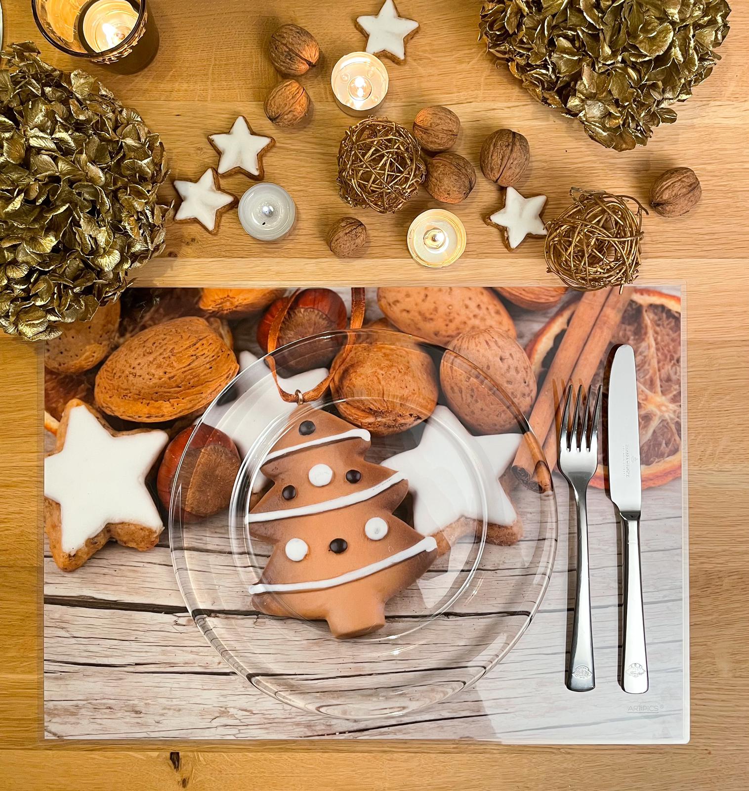Winterliche Tischsets Geschenk 4er-Set Platzsets Weihnachten – 30 X 45 Cm, Abwaschbar, Aus Leinen, Mit Festlichen Motiven – Ideal Für Weihnachtsfeiern, Partys Und Familienessen