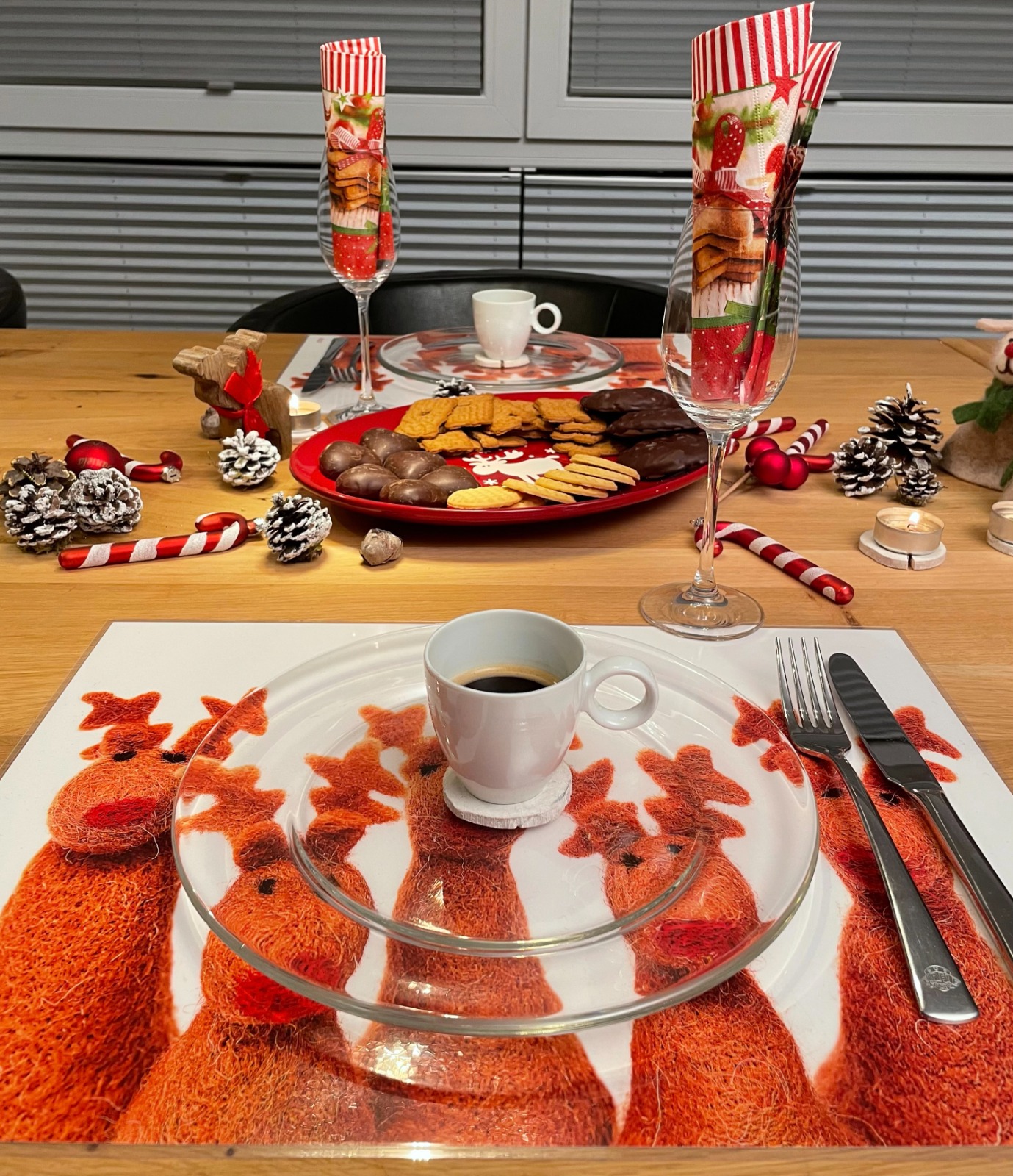 Tischset abwaschbar Elchweihnacht als Weihnachtsdekoration