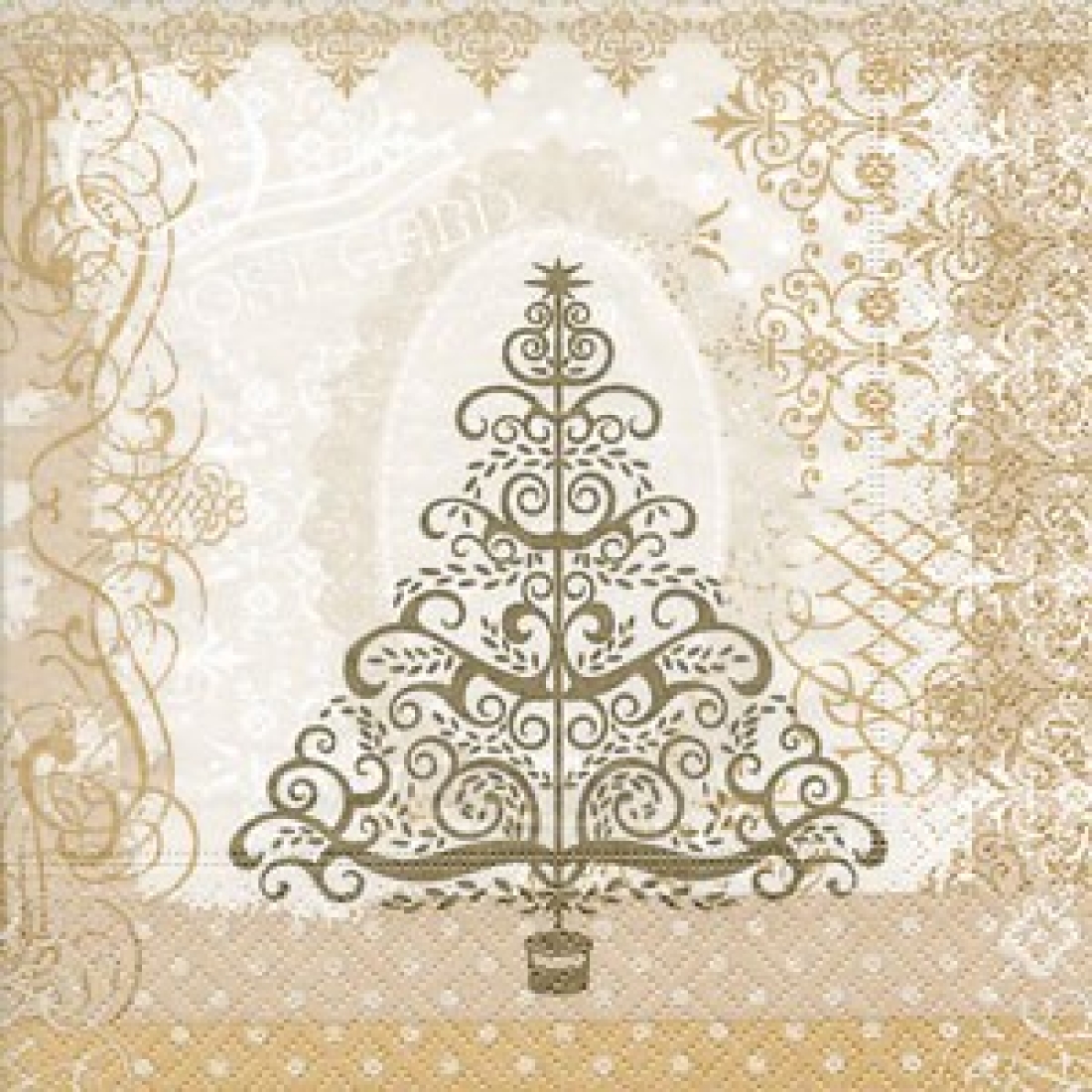 Servietten 33 x 33 cm, festlich und weihnachtlich, Design: BAROQUE TREE GOLD