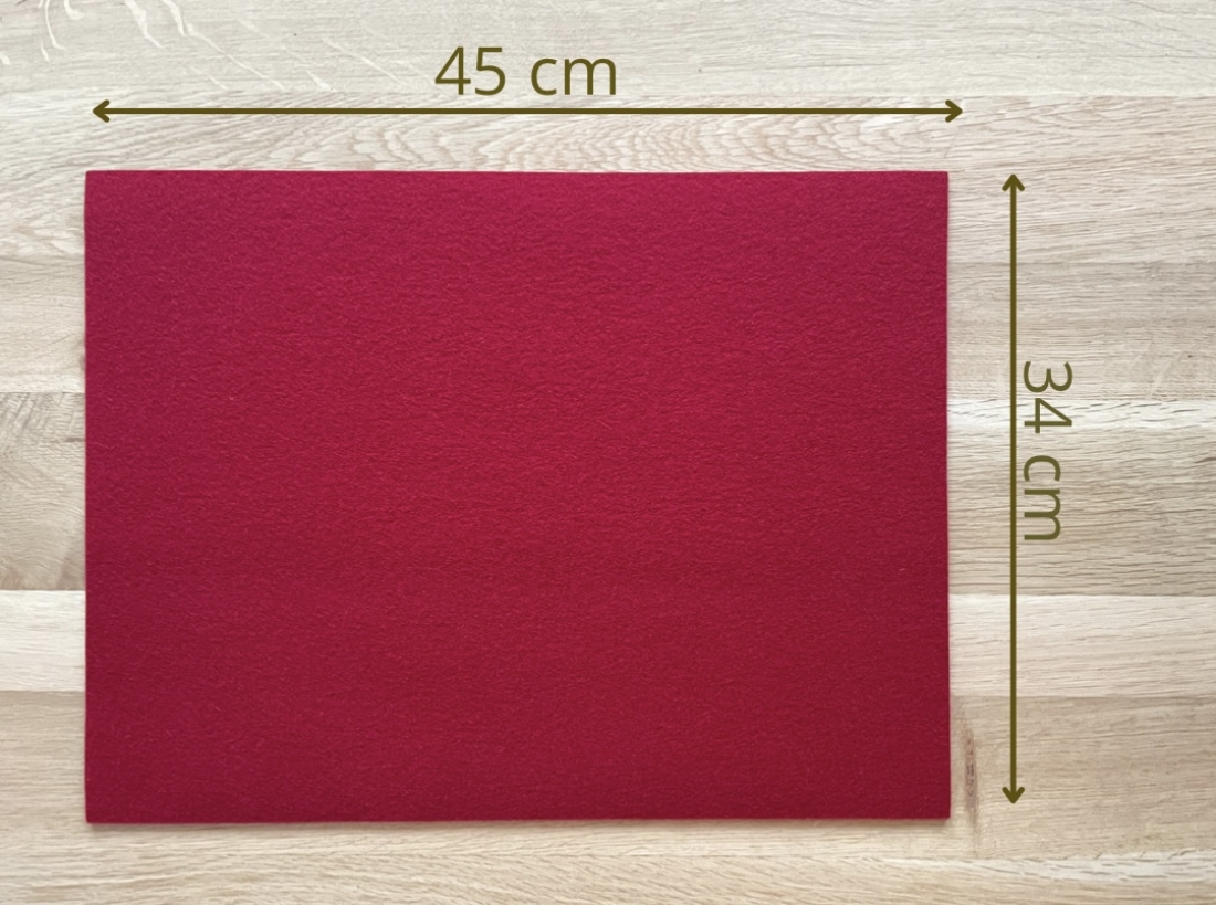 Tischset Platzsetaus echtem Wollfilz Rot Maxiformat 45x34 cm, besonders hochwertiges Naturprodukt