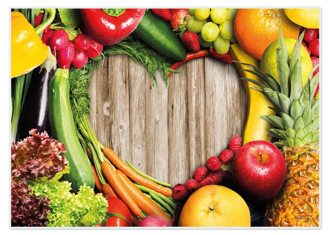 Tischset Platzset abwaschbar Veggie Heart von ARTIPICS Kunststoff 42x30 cm