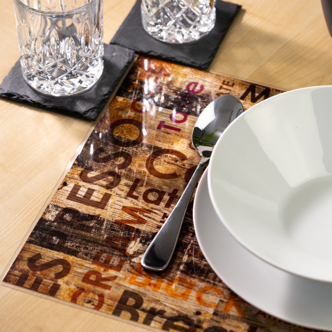 Artipics Tischsets More Coffee Platzsets Abwaschbar Kunststoff je 42 x 30 cm
