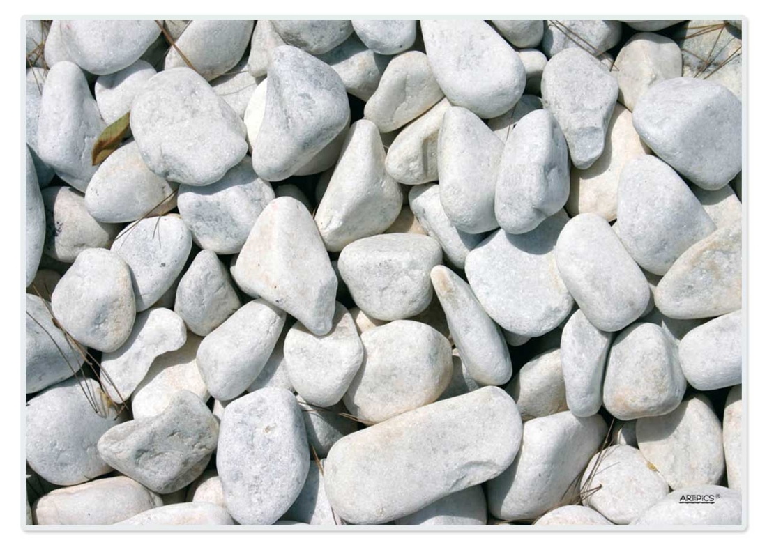 Tischset Platzset abwaschbar White Stones von ARTIPICS Kieselsteine weiss Kunststoff 42x30 cm