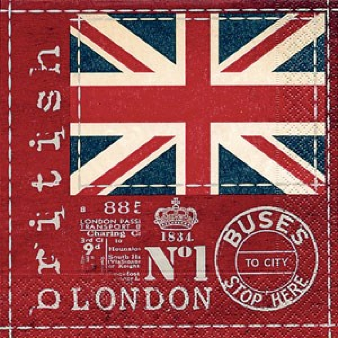 Servietten 33 x 33 cm, bedruckt, Design: BRITISH FLAG